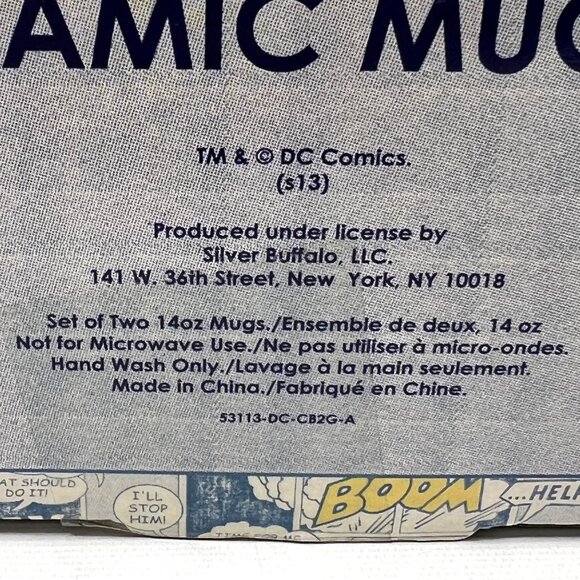 DC Comics Superman & Batman Glitter 14oz Ceramic Mug Set By Silver Buffalo - Picture 5 of 8